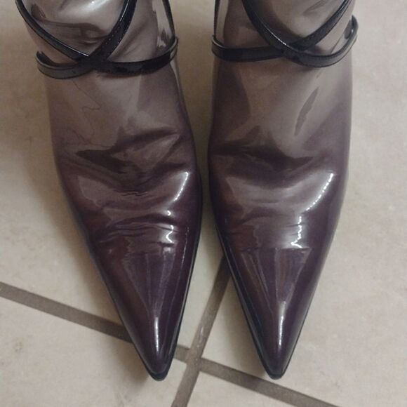 Marino Fabiani Italy boots genuine patent leather obre point toe heel size 6.5 - Picture 5 of 14